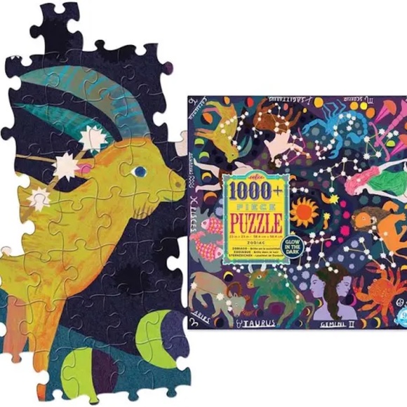 EUC [eeBoo] Zodiac + 1000 Piece & Love | GLOWS IN DARK | Jigsaw Puzzle + Poster - Picture 3 of 14